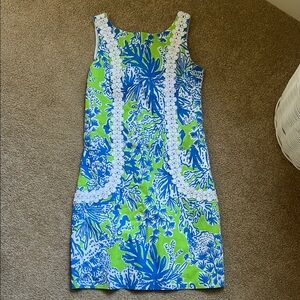 Vibrant Blue and Green Sleeveless Dress